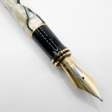 Parker Duofold Centennial (Largest) Lustrous  Pearl & Black Fountain Pen - Broad 18kt Gold Nib