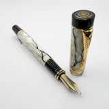 Parker Duofold Centennial (Largest) Lustrous  Pearl & Black Fountain Pen - Broad 18kt Gold Nib