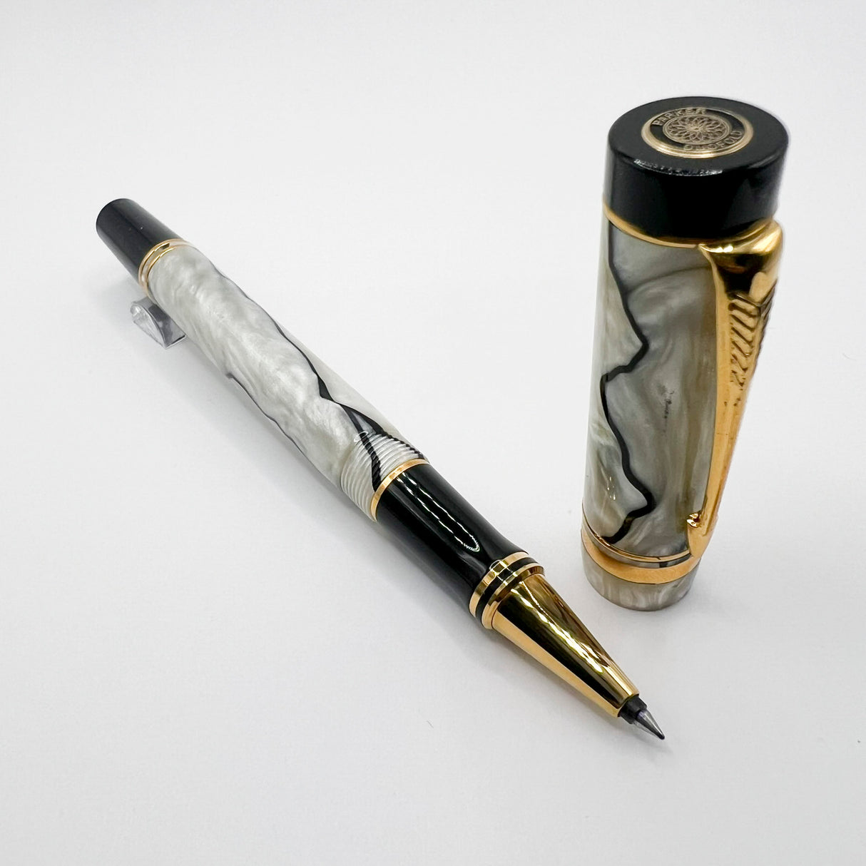 Parker Duofold Lustrous Pearl & Black Rollerball
