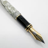 Parker Duofold International  Lustrous Pearl & Black Fountain Pen - Fine 18kt Gold Nib