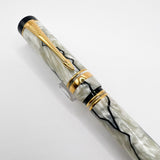 Parker Duofold International  Lustrous Pearl & Black Fountain Pen - Fine 18kt Gold Nib