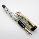 Parker Duofold International  Lustrous Pearl & Black Fountain Pen - Fine 18kt Gold Nib