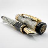 Parker Duofold International  Lustrous Pearl & Black Fountain Pen - Fine 18kt Gold Nib