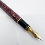 Parker Centennial (Largest Size) Marbled Maroon Duofold Fountain Pen (Circa 1991) -  Medium 18kt Gold Nib