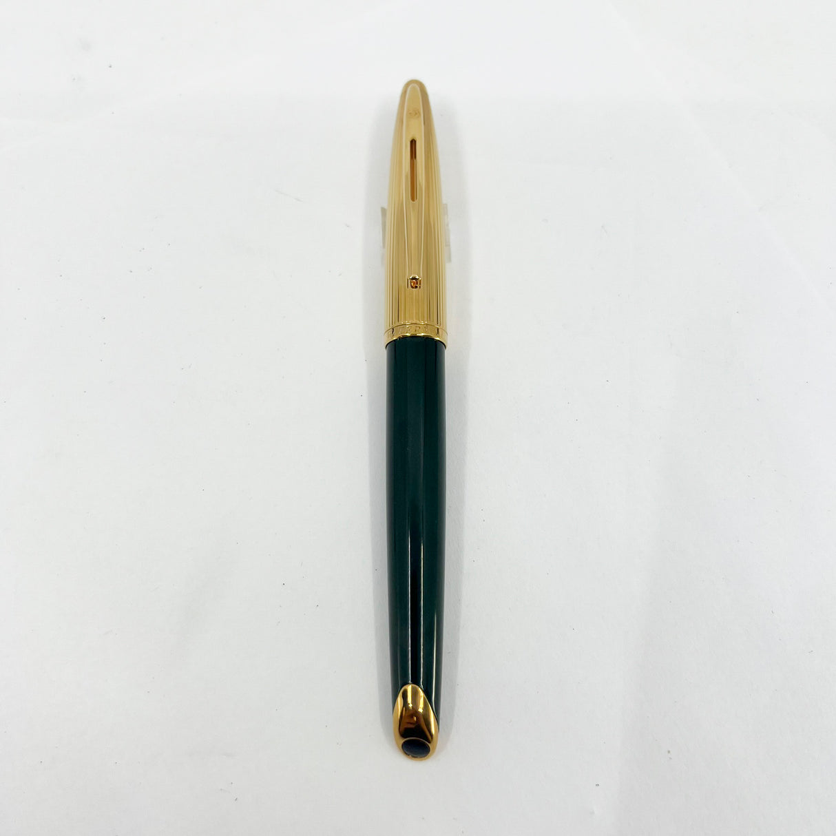 Waterman Carene  Deluxe Gold-Plated Cap/Green Lacquer Barrel Fountain Pen - Fine 18kt Gold Nib