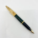 Waterman Carene  Deluxe Gold-Plated Cap/Green Lacquer Barrel Fountain Pen - Fine 18kt Gold Nib