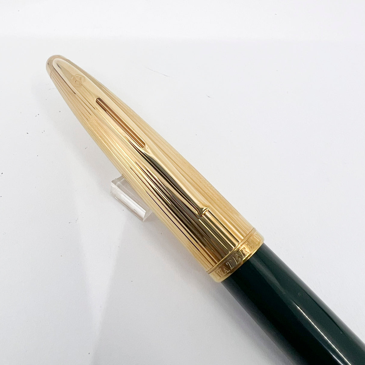 Waterman Carene  Deluxe Gold-Plated Cap/Green Lacquer Barrel Fountain Pen - Fine 18kt Gold Nib