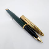 Waterman Carene  Deluxe Gold-Plated Cap/Green Lacquer Barrel Fountain Pen - Fine 18kt Gold Nib
