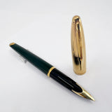 Waterman Carene  Deluxe Gold-Plated Cap/Green Lacquer Barrel Fountain Pen - Fine 18kt Gold Nib