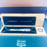 Parker Norman Rockwell Duofold Centennial Limited Edition Unique Swirly  Black & Pearl Fountain Pen - Medium 18kt Gold Nib -  Trim Rings and the Cap Top Medallion are Solid 18k Gold!