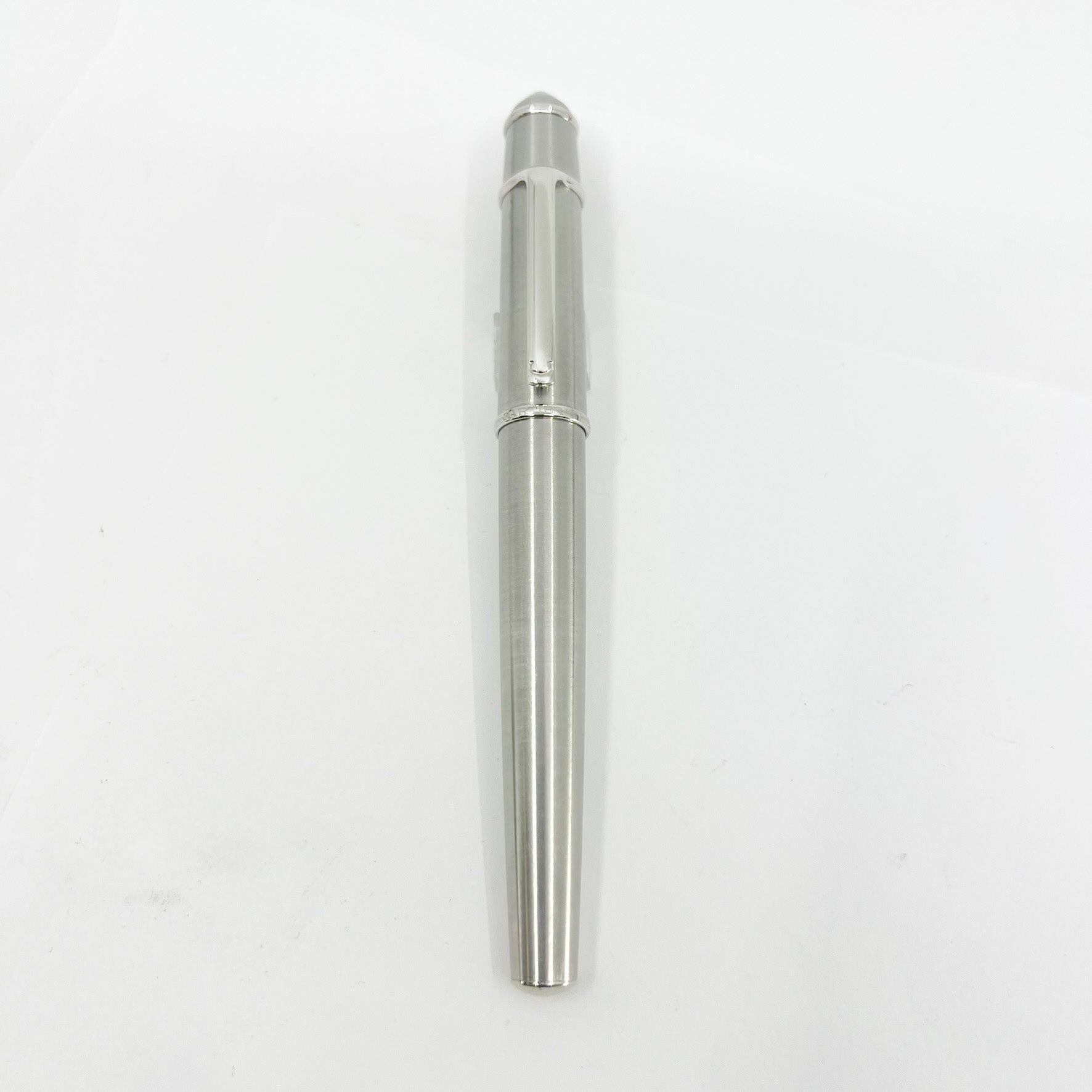 Cartier シルバー万年筆 ディアボロ 極美品 Cartier Diabolo Brushed Stainless Steel Fountain Pen - Medium 18kt