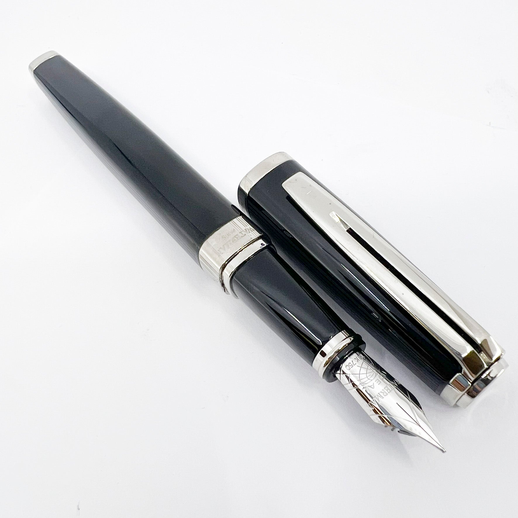 Waterman Oversized Exception Black Fountain Pen - 4-Sided Body