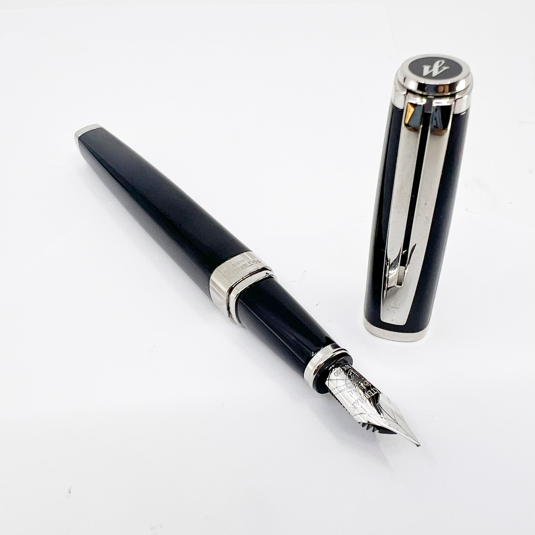 Waterman Oversized Exception Black Fountain Pen - 4-Sided Body