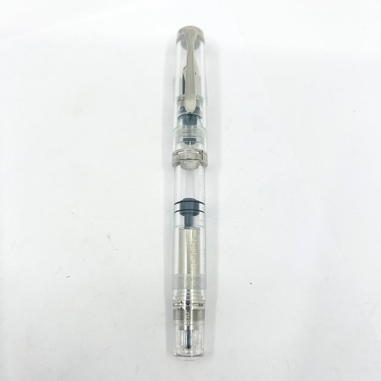 Pelikan M805 Clear Demonstrator Fountain Pen -  Names of Pen Components Engraved by Pelikan on Barrel - Extra Fine 18kt Gold Nib