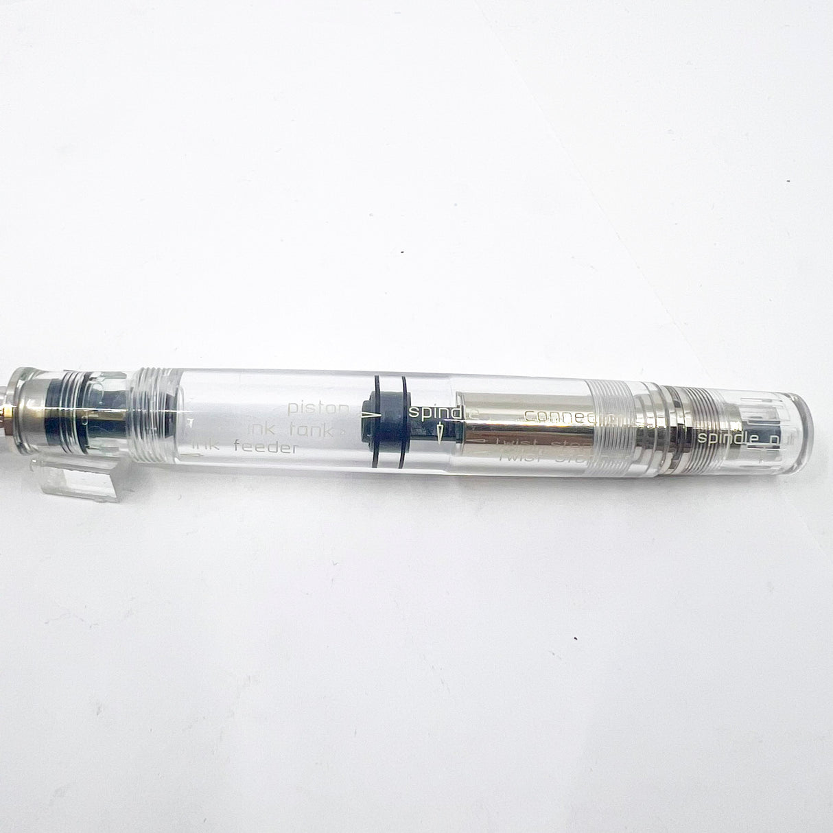 Pelikan M805 Clear Demonstrator Fountain Pen -  Names of Pen Components Engraved by Pelikan on Barrel - Extra Fine 18kt Gold Nib