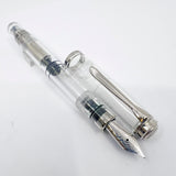 Pelikan M805 Clear Demonstrator Fountain Pen -  Names of Pen Components Engraved by Pelikan on Barrel - Extra Fine 18kt Gold Nib