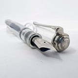 Pelikan M805 Clear Demonstrator Fountain Pen -  Names of Pen Components Engraved by Pelikan on Barrel - Extra Fine 18kt Gold Nib