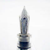 Pelikan M805 Clear Demonstrator Fountain Pen -  Names of Pen Components Engraved by Pelikan on Barrel - Extra Fine 18kt Gold Nib