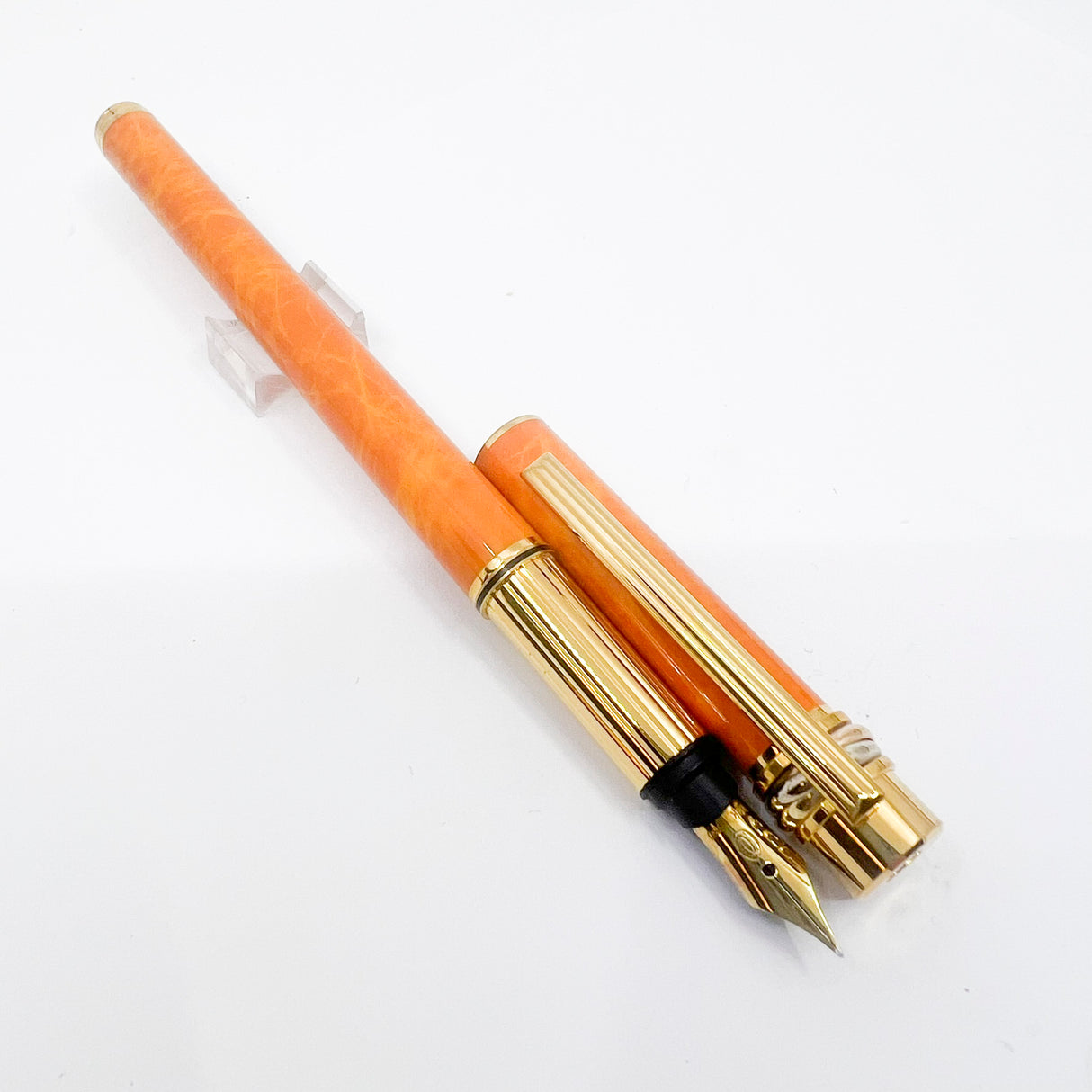 Cartier  Marbled Orange Must de Cartier Fountain Pen - Fine 18kt Gold Nib - RARE & SOUGHT AFTER!