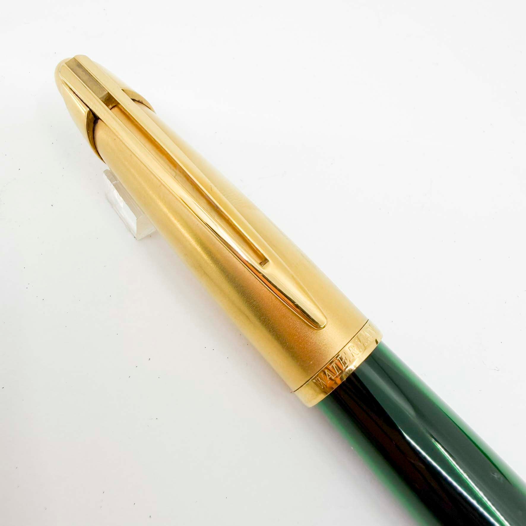 Waterman Edson Green Translucent Fountain Pen - Broad 18kt Gold