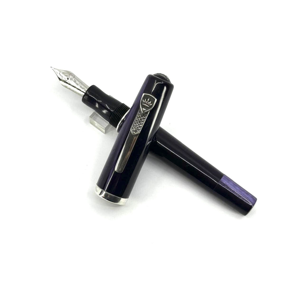 Krone Boulder Purple Haze Celluloid Fountain Pen - Fine 18kt Gold Nib
