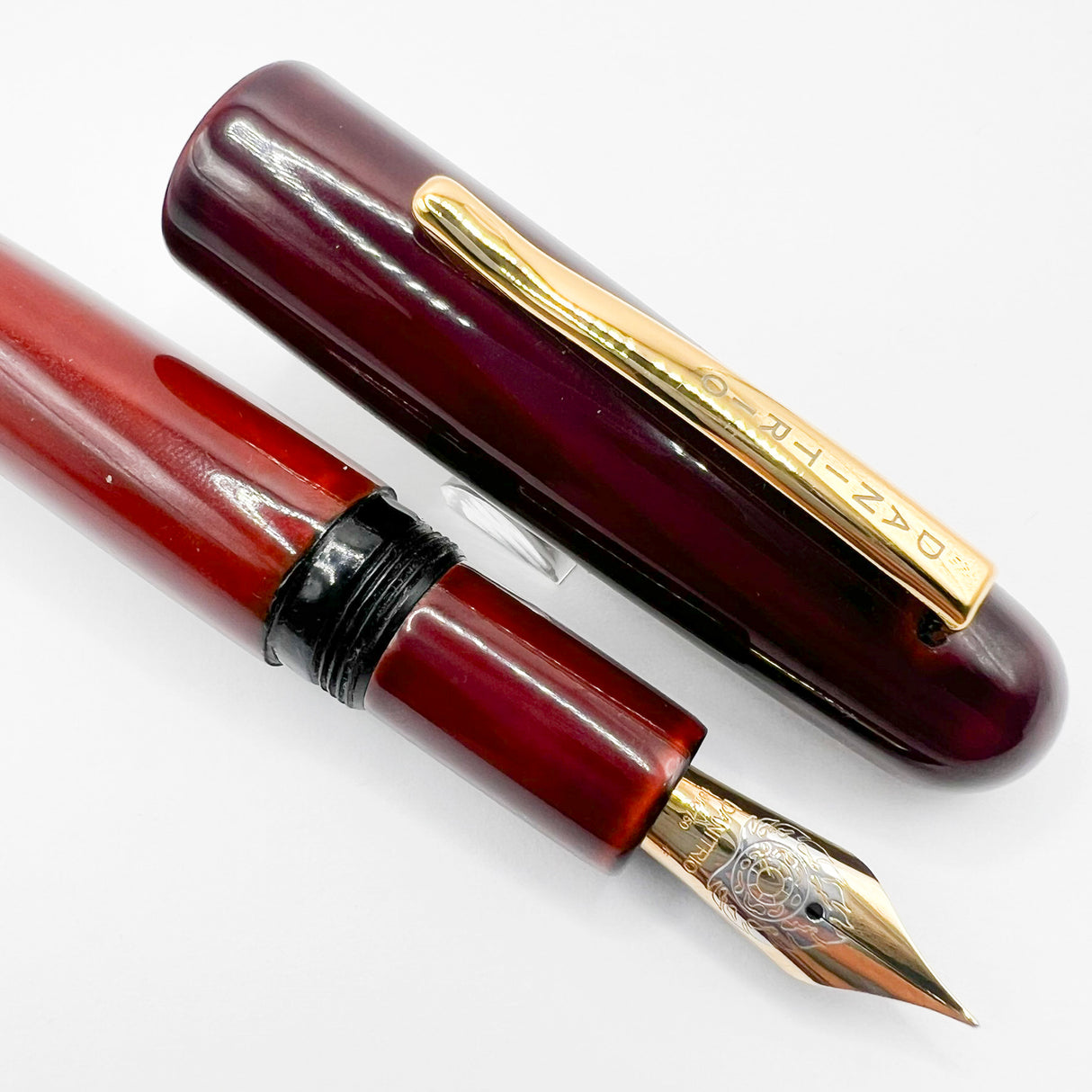 Danitrio Tami-Nuri Red  Urushi  Hand Painted Lacquer on Mikado Oversized Fountain Pen  - Fine 18kt Gold Nib
