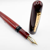 Danitrio Tami-Nuri Red  Urushi  Hand Painted Lacquer on Mikado Oversized Fountain Pen  - Fine 18kt Gold Nib