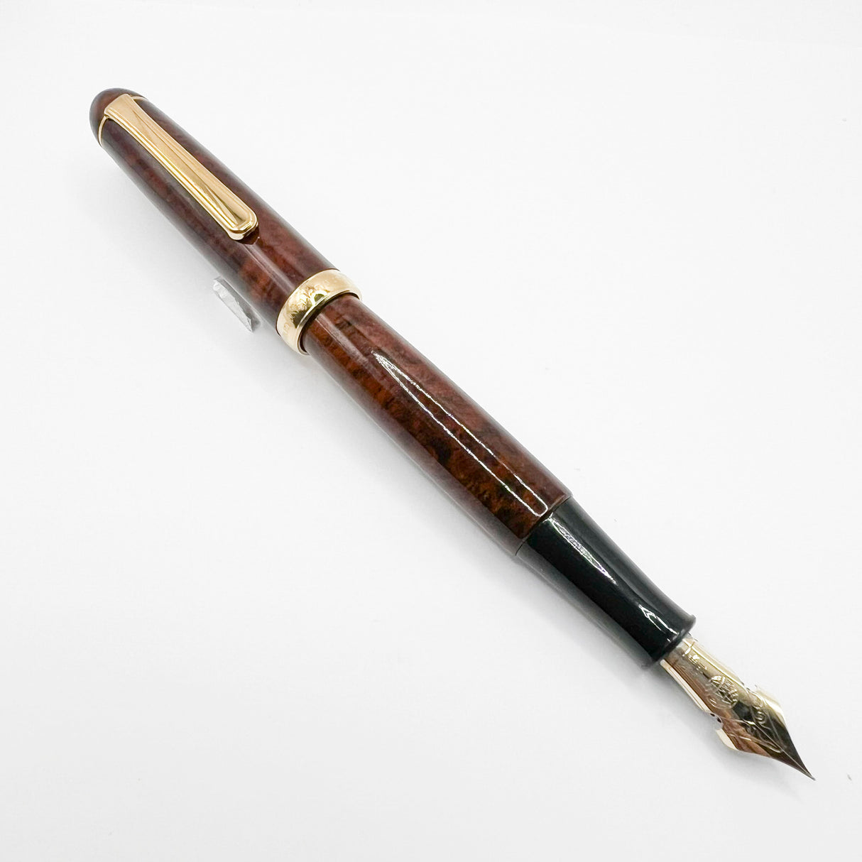 Early Nakaya Briarwood Fountain Pen - Fine 14kt Gold Elastic Nib
