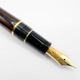 Tsuge (Made by Sailor) Large 1911 Rosewood Ebonite Fountain Pen -  Fine 21kt Gold Nib - RARE!