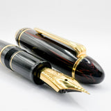Tsuge (Made by Sailor) Large 1911 Rosewood Ebonite Fountain Pen -  Fine 21kt Gold Nib - RARE!
