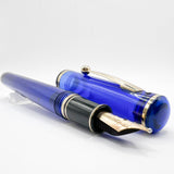 Sheaffer for Levenger Translucent Mediterranean Blue Connaisseur Fountain Pen -  Broad 14kt Gold Nib