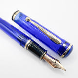 Sheaffer for Levenger Translucent Mediterranean Blue Connaisseur Fountain Pen -  Broad 14kt Gold Nib