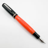 Delta #366 Fountain Pen - Black Cap/Orange Barrel -  Medium 18kt Gold Nib