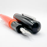 Delta #366 Fountain Pen - Black Cap/Orange Barrel -  Medium 18kt Gold Nib