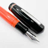 Delta #366 Fountain Pen - Black Cap/Orange Barrel -  Medium 18kt Gold Nib