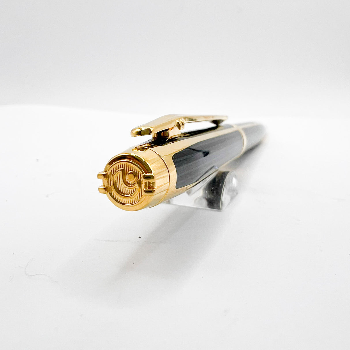 Elysee Parthenon Elegant Classique Black & Charcoal Lacquered Striped Ballpoint Pen