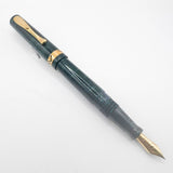 Visconti Manhattan Blue Celluloid With Scarce Cut-out Cap Band   - Fine 18kt Gold Nib