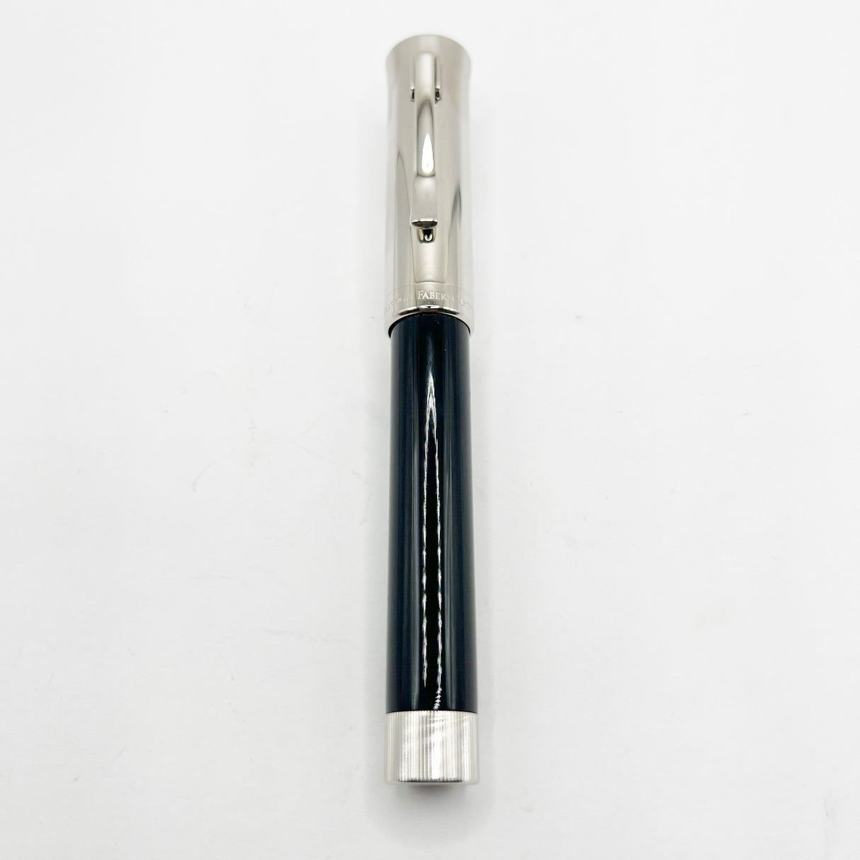 Graf von Faber Castell Intuition Fountain Pen - Chrome Cap/Black Smooth Resin Barrel - Fine 18kt Gold Nib