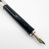 Graf von Faber Castell Intuition Fountain Pen - Chrome Cap/Black Smooth Resin Barrel - Fine 18kt Gold Nib
