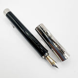 Graf von Faber Castell Intuition Fountain Pen - Chrome Cap/Black Smooth Resin Barrel - Fine 18kt Gold Nib