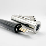 Graf von Faber Castell Intuition Fountain Pen - Chrome Cap/Black Smooth Resin Barrel - Fine 18kt Gold Nib