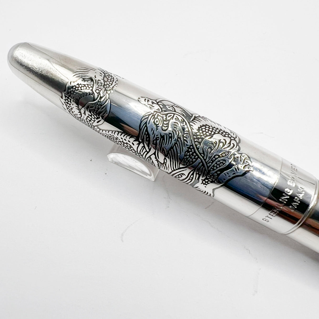 Pilot Sterling Silver Dragon Fountain Pen - Medium 18kt Gold Nib
