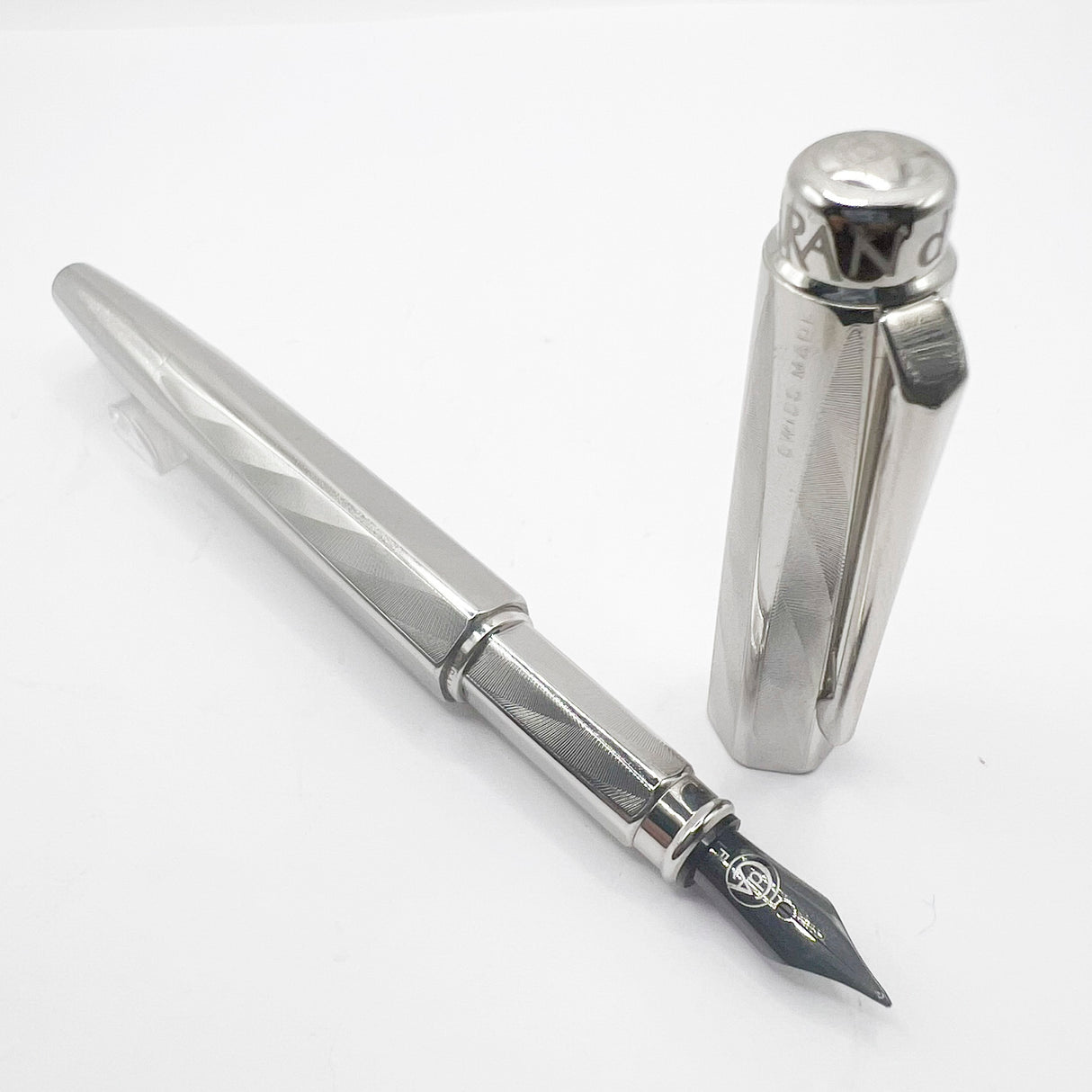 Caran D'ache RNX.316 Lazer Engraved Stainless Steel Fountain Pen -  PVD Blackened Stainless Steel Fine Nib