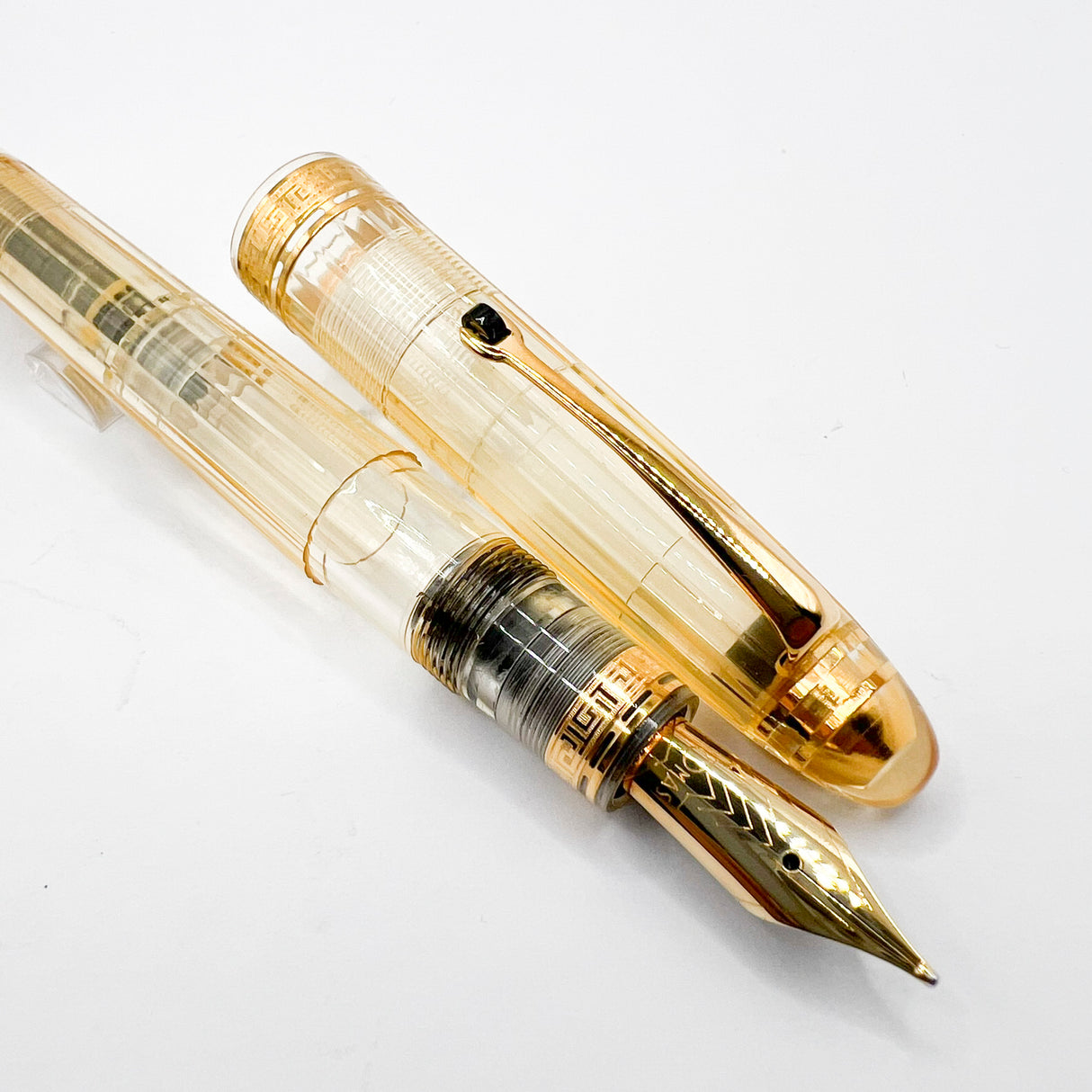 OMAS Ogiva Transparent Fluted Demonstrator Fountain Pen -  Broad 18kt Gold Nib