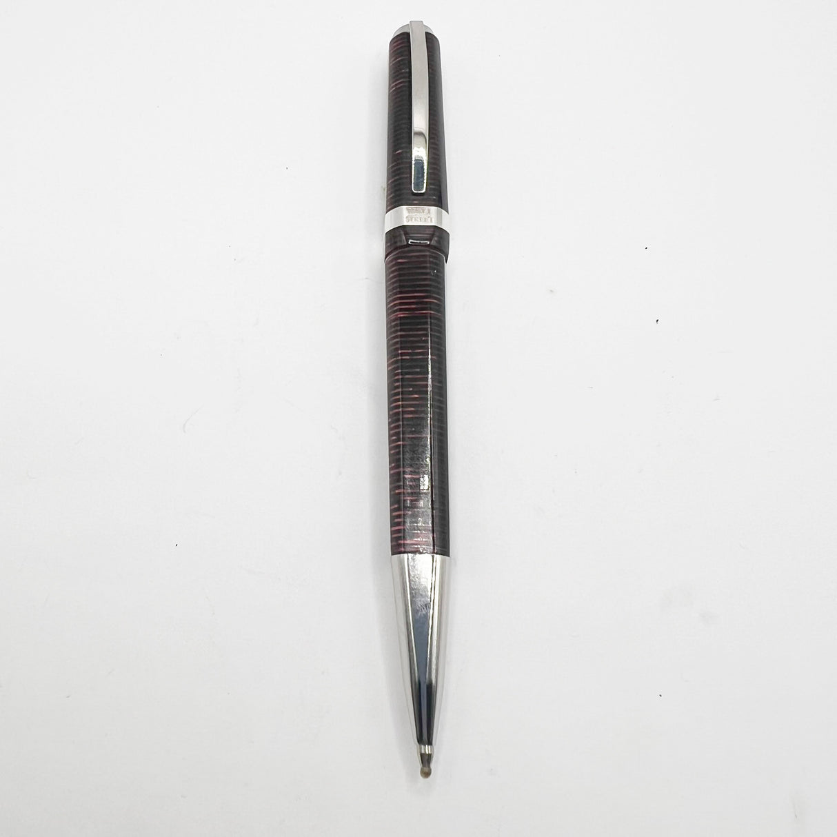 Visconti Wall Street Burgundy Red Striped Celluloid Ballpoint Pen