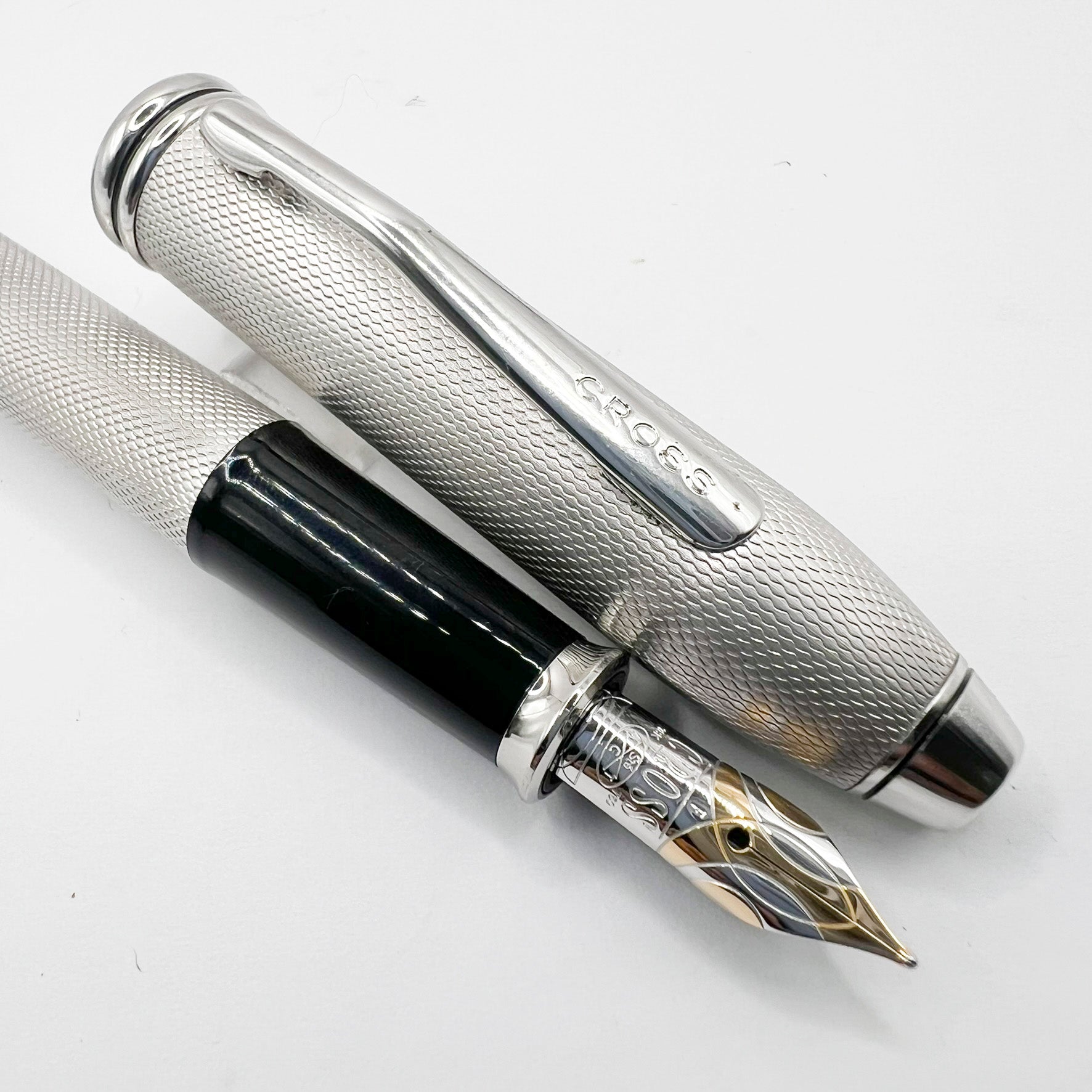 Cross Pinnacle Sterling Silver Barleycorn Fountain Pen - Fine 18kt
