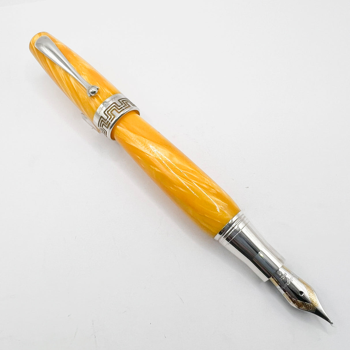 Montegrappa Miya Lustrous Yellow Celluloid Fountain Pen -  Medium 18kt Gold Nib