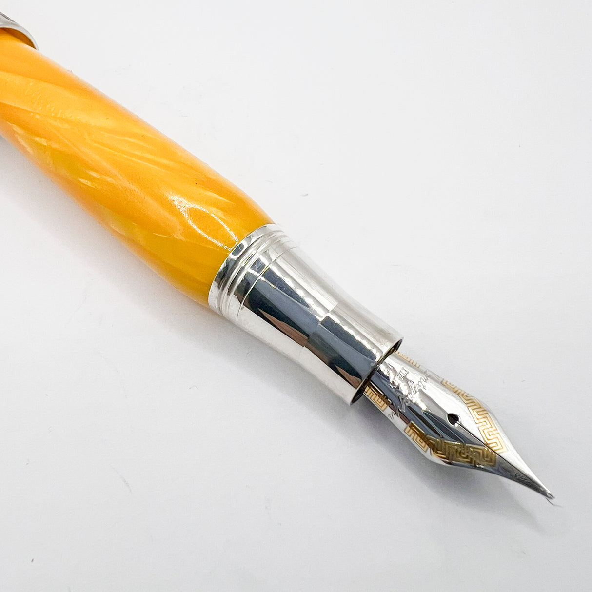 Montegrappa Miya Lustrous Yellow Celluloid Fountain Pen -  Medium 18kt Gold Nib