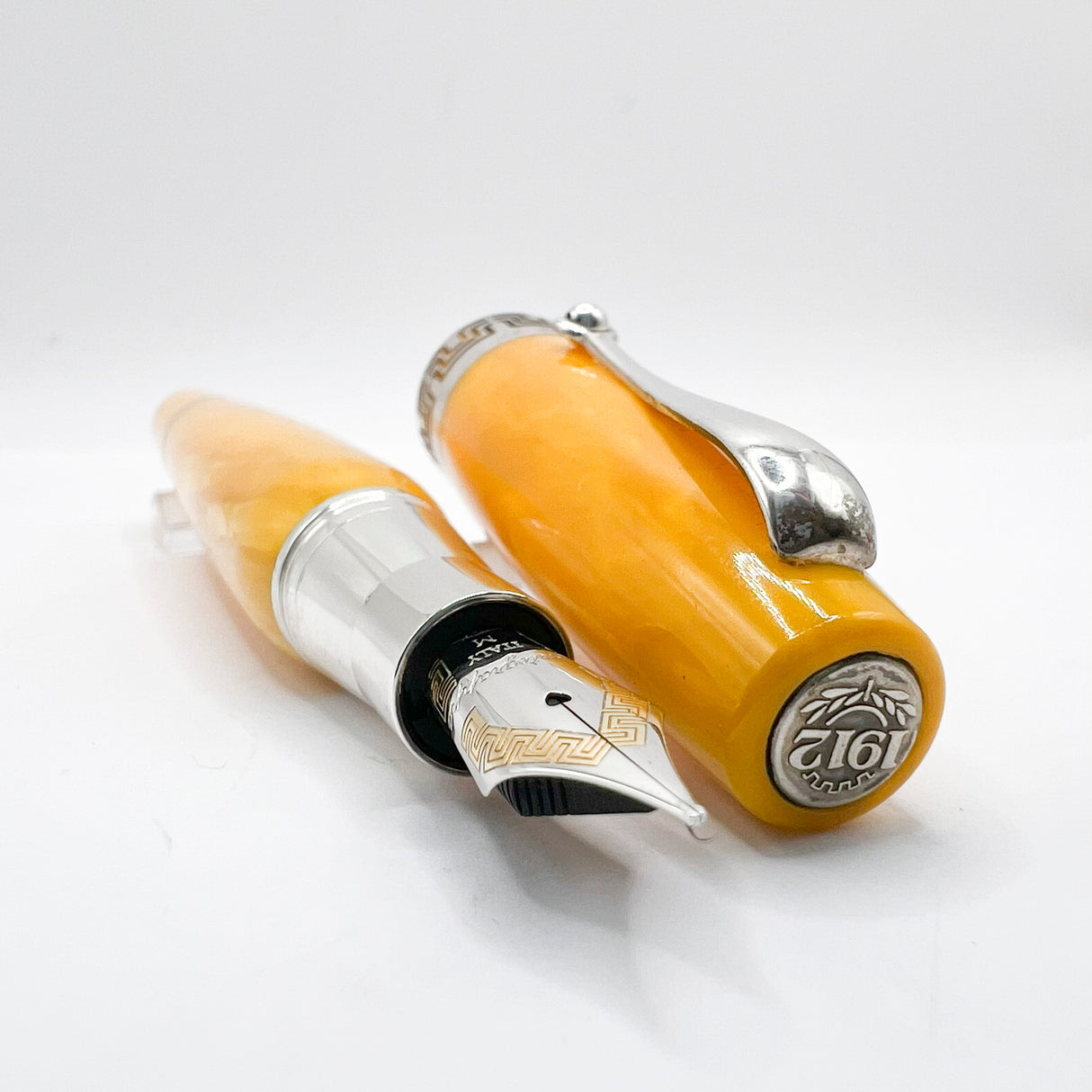 Montegrappa Miya Lustrous Yellow Celluloid Fountain Pen -  Medium 18kt Gold Nib