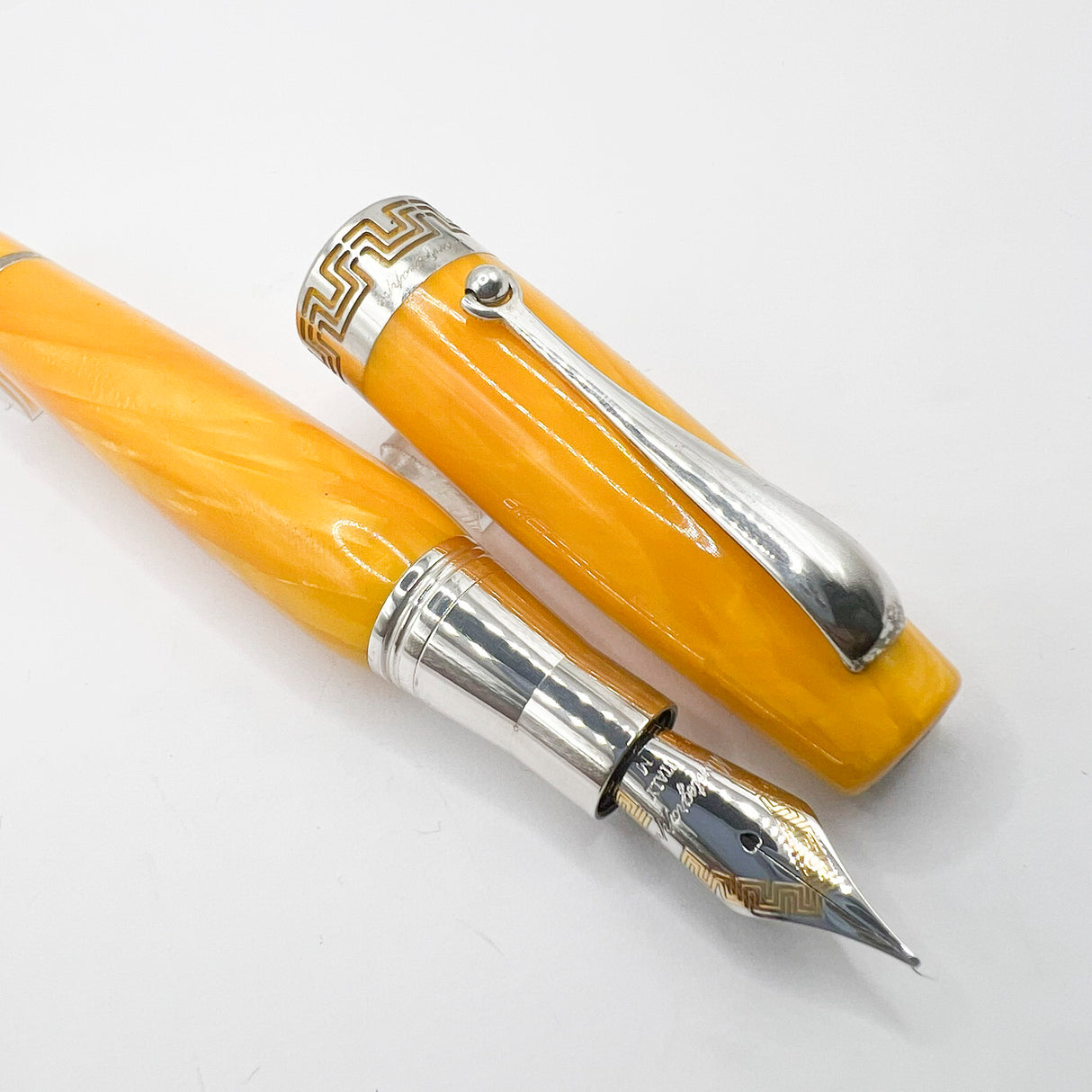 Montegrappa Miya Lustrous Yellow Celluloid Fountain Pen -  Medium 18kt Gold Nib